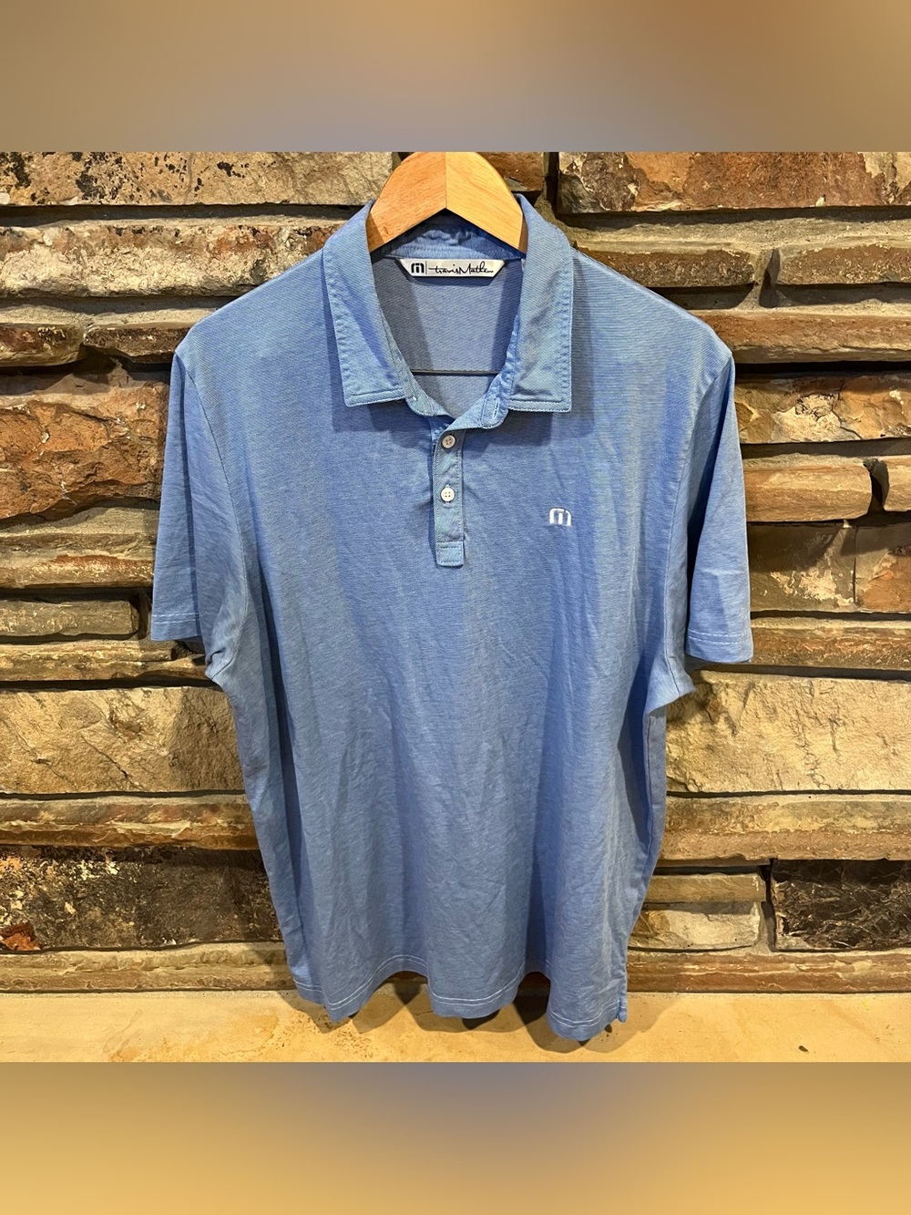 Travis Mathew Pima Cotton Micro Stripe Blue Golf Polo